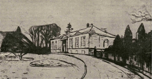 Ein Bild, das Gebäude, alt, Zeichnung, Schild enthält.Automatisch generierte Beschreibung