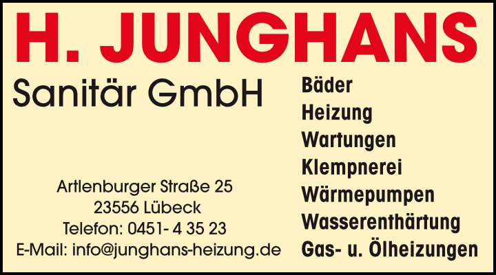 Anzeige H. JUNGHANS Sanitär GmbH